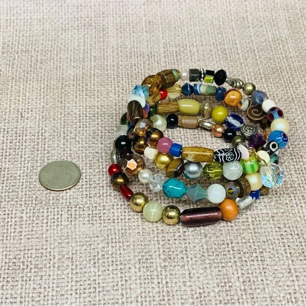 Multi Bead Memory Coil Bracelet - Picture 1 of 2